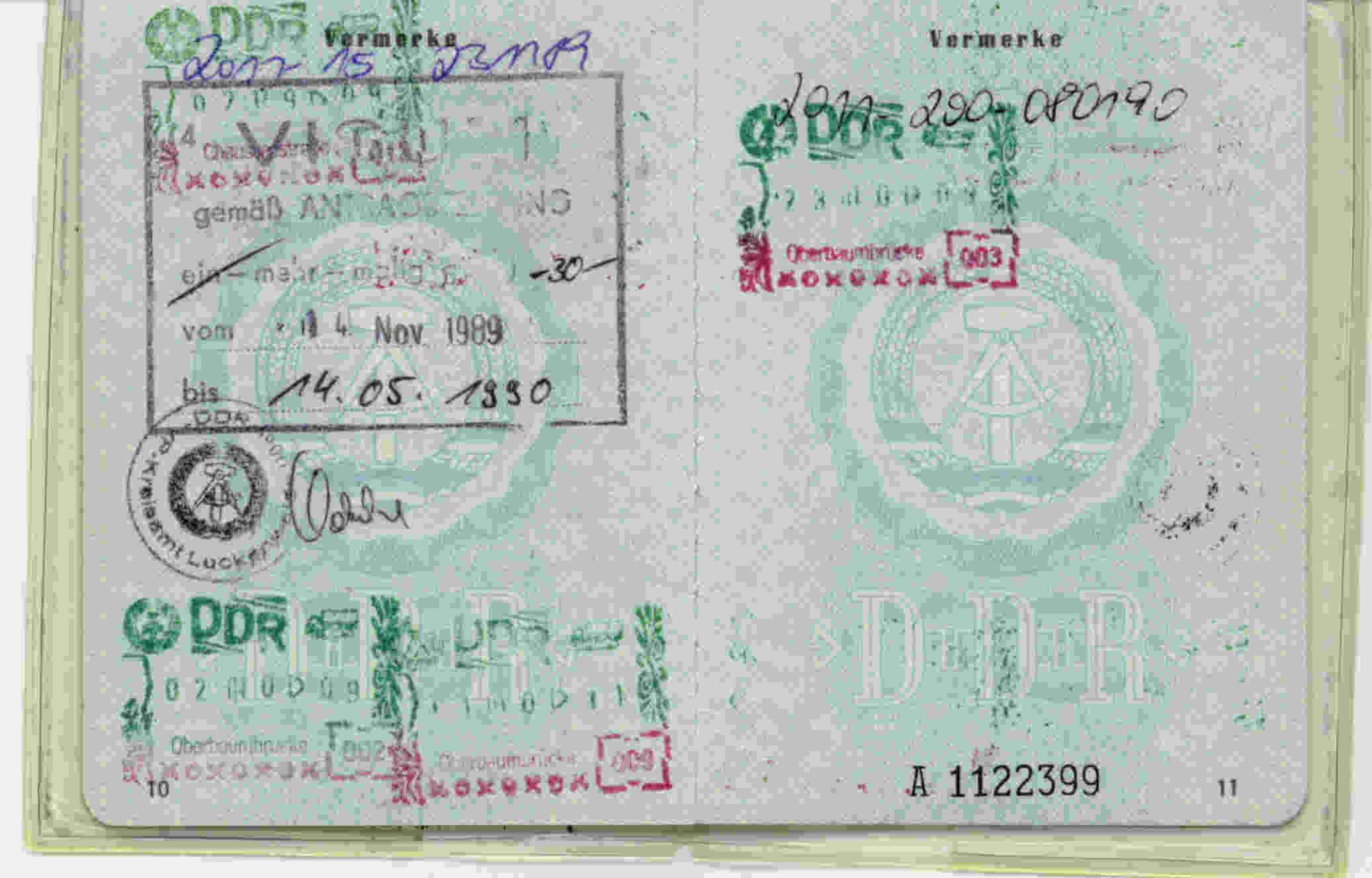Visa der DDR zur mehrmaligen Ausreise
