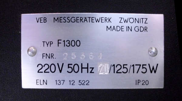 Typenschild F1300