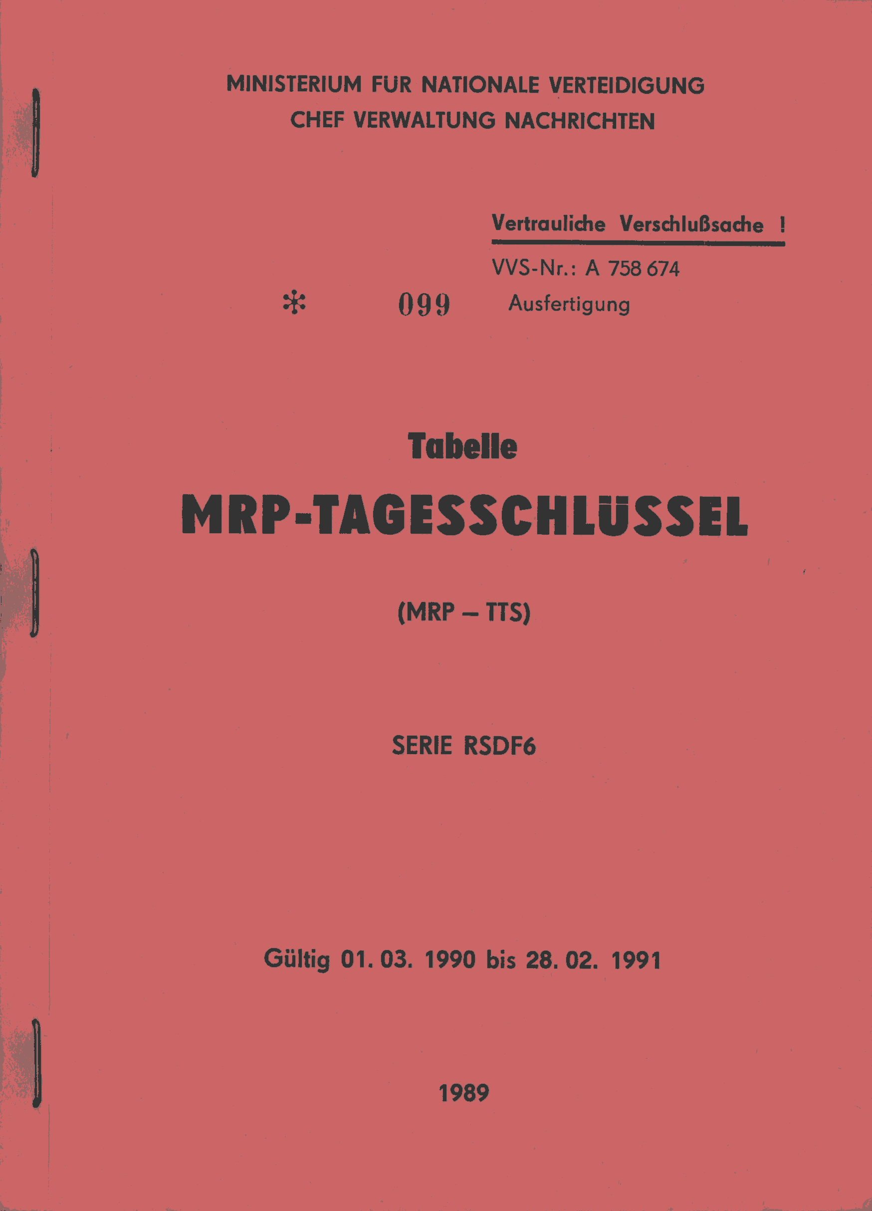 Vorderseite MRP Tagesschlüssel