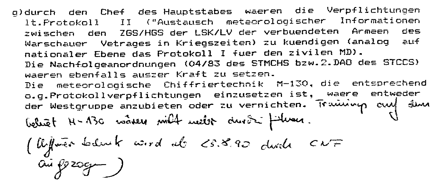 M-130 Fernschreiben über die weitere Verwendung