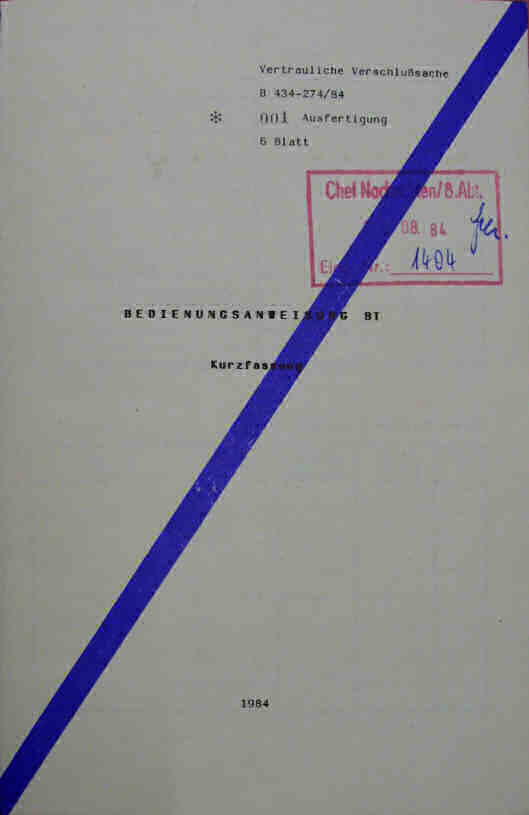 Bedienungsvorschrift Kurzfassung BT