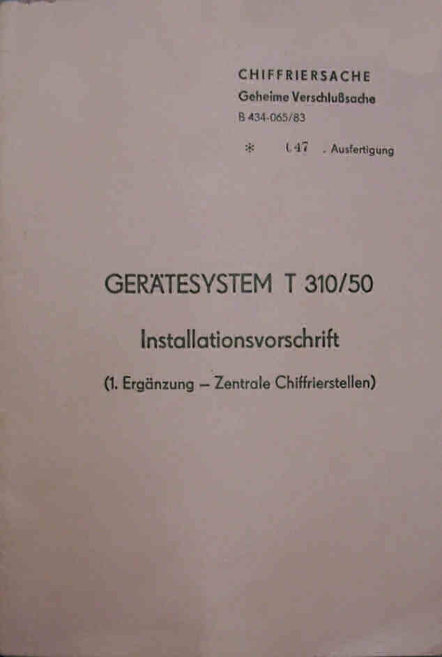 T-310/50 Installationsvorschrift 1. Ergänzung