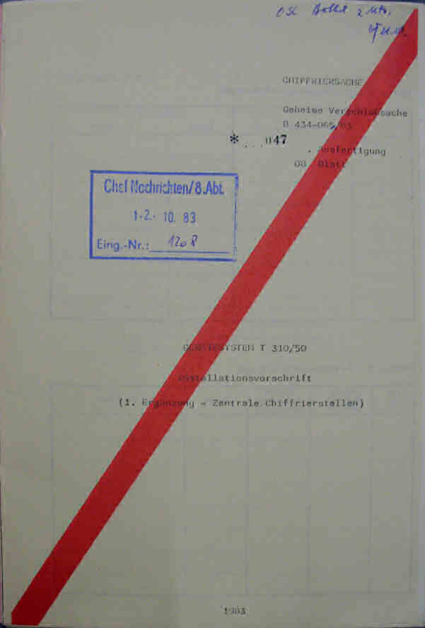 T-310/50 Installationsvorschrift 1. Ergänzung