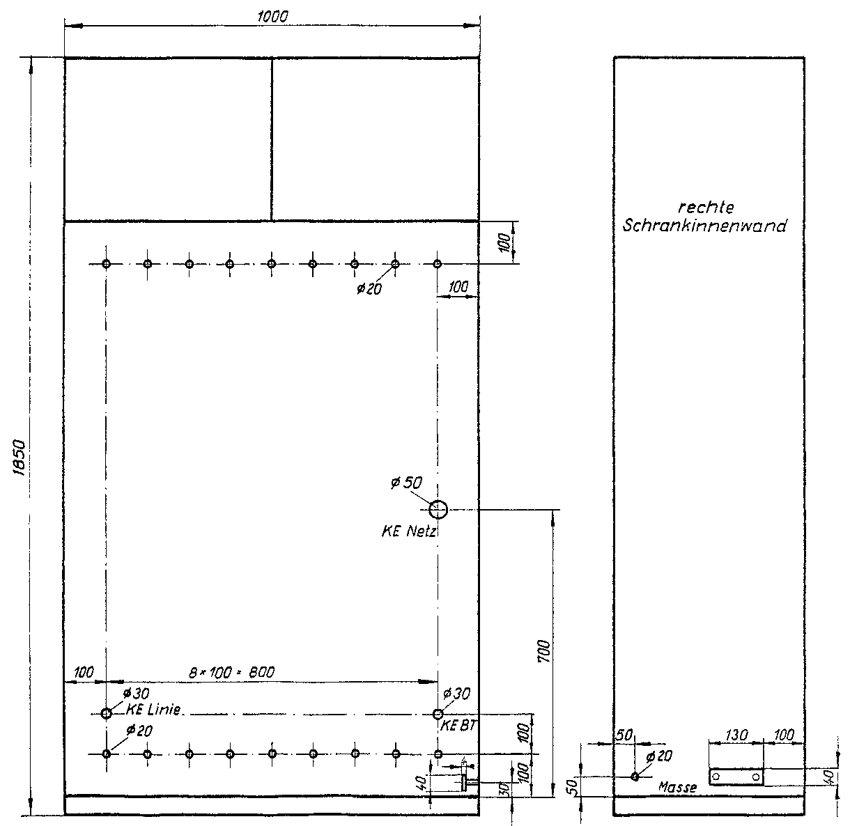 Panzerschrank Konstruktionszeichnung
